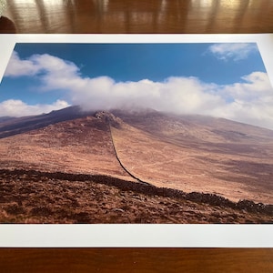 Clouded Summit : A3 giclée art print, satin finish / Mourne Mountains, Area of Outstanding natural Beauty, Mourne Wall image 1