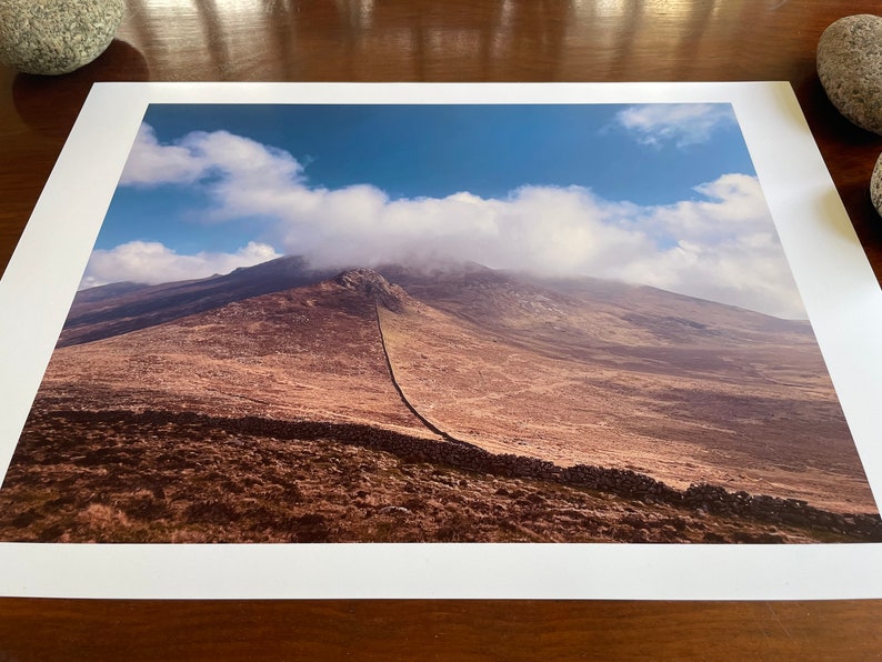 Clouded Summit : A3 giclée art print, satin finish / Mourne Mountains, Area of Outstanding natural Beauty, Mourne Wall image 1