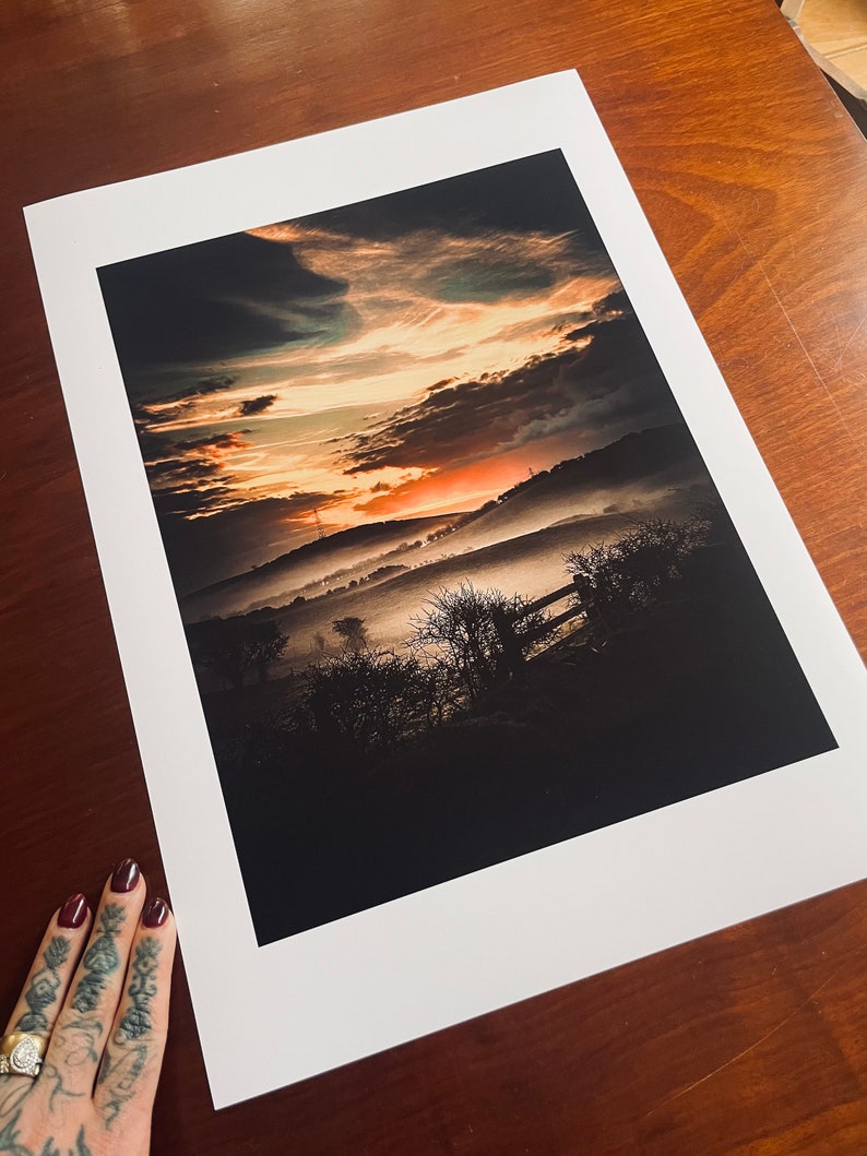 Rising Sun, Morning Mist : A3 giclée art print,satin finish / Ballynahinch, County Down, Northern Ireland / atmospheric / drumlins image 5