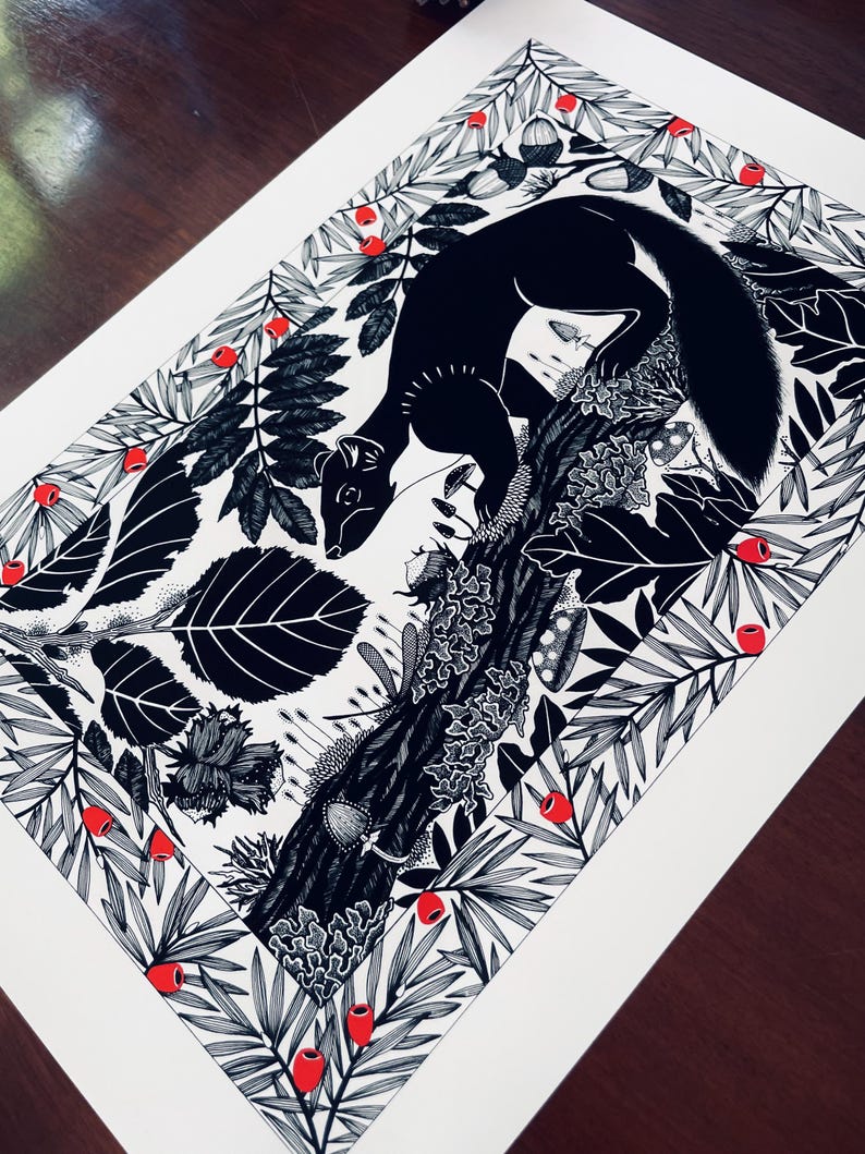 Pine Marten A3 Giclée Art Print, Matte Finish / Northern Ireland