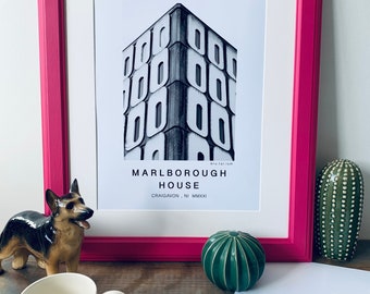 Marlborough House : A3 giclée art print, satin finish / Craigavon NI