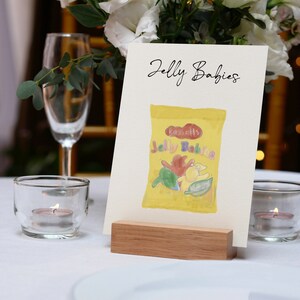 Sweets Chocolate Candy Themed Wedding Table Name Number Cards