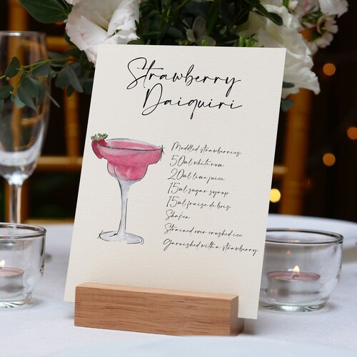 Cocktail Wedding Table Names With Recipe & Illustration Etsy UK