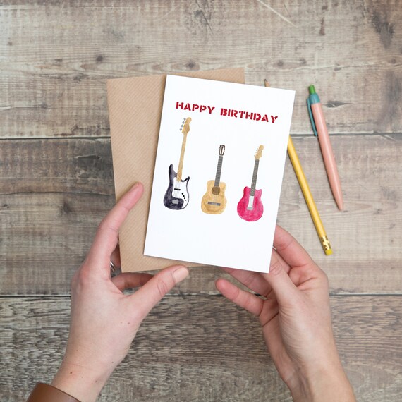 Guitare Basse Acoustique Electrique Anniversaire Carte Etsy France