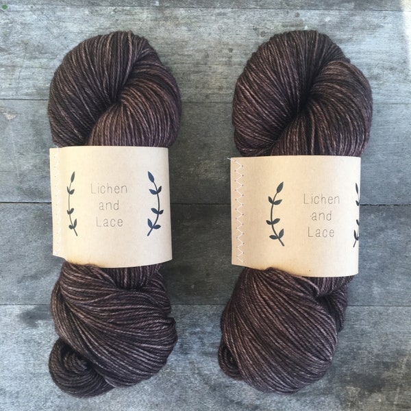 Black Walnut ~ Lichen and Lace Hand Dyed Yarn