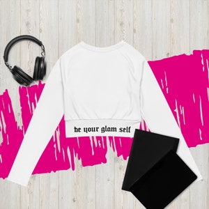 Be Your Glam Self Recycled long-sleeve crop top WHITE