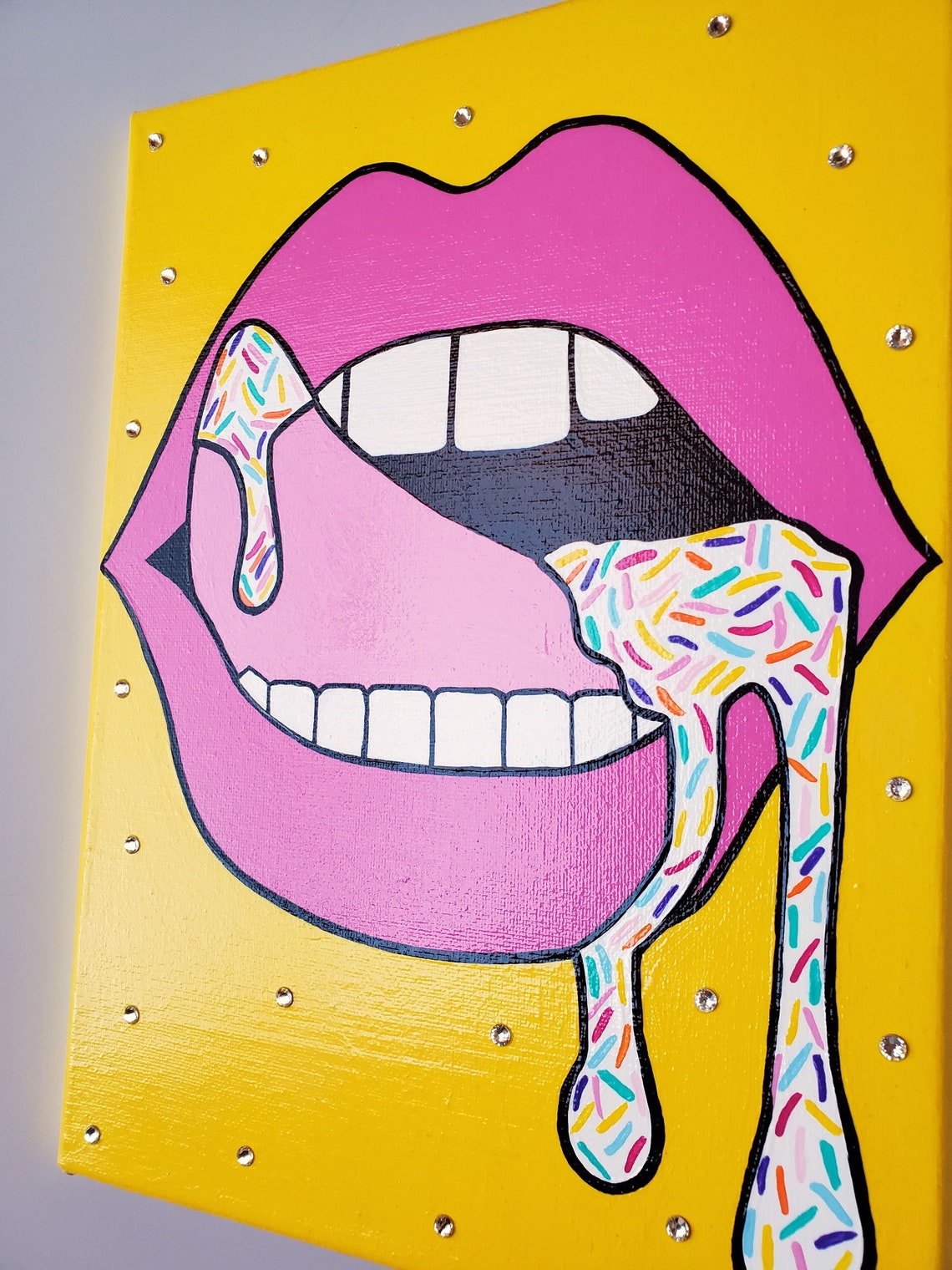 12x9 Acrylic Painting all on My Tongue With Glass Etsy