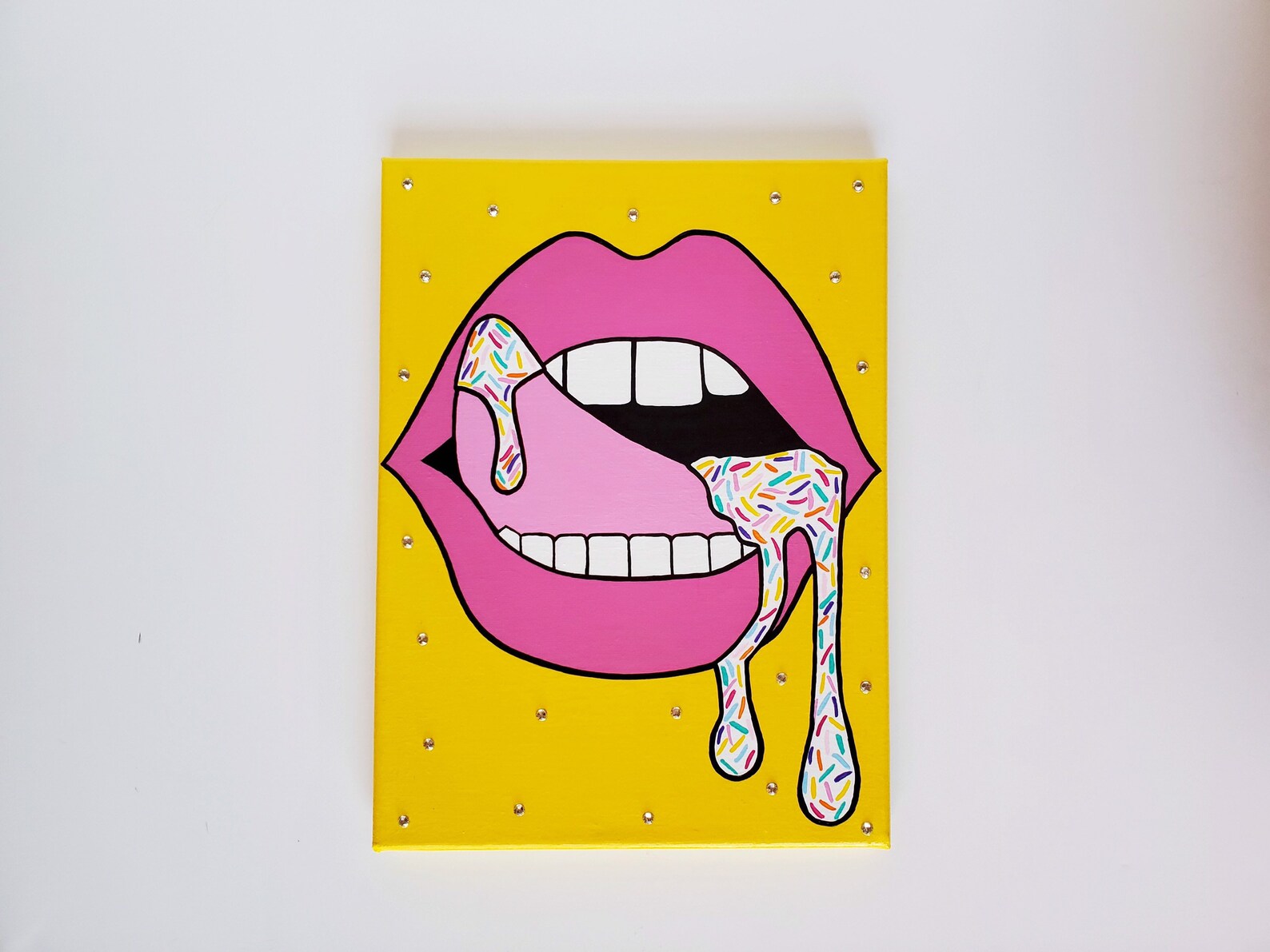 12x9 Acrylic Painting all on My Tongue With Glass Etsy