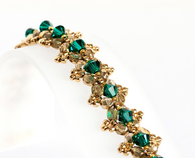 Emerald Green Crystal Bracelet Beadwoven Bracelet with | Etsy
