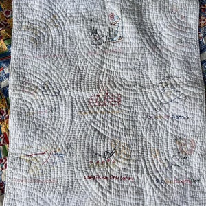 vintage embroidered baby quilted blanket