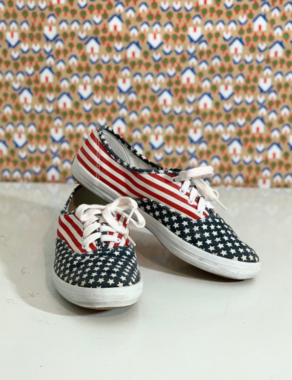 red white and blue keds