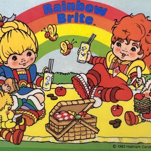 Vintage Rainbow Brite Tickled Pink Doll by Hallmark and Lunch Box 1983