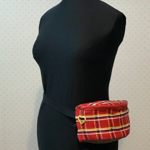 The Basic Bum Bag. Handmade One of a Kind Retro Red Plaid Cotton Fanny Pack with Heart Zipper Pull ***FREE SHIPPING***