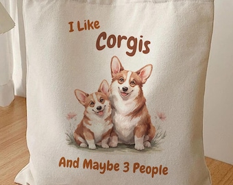 Torba z płótna bawełnianego Corgi, sarkastyczna, zabawna, introwertyczna