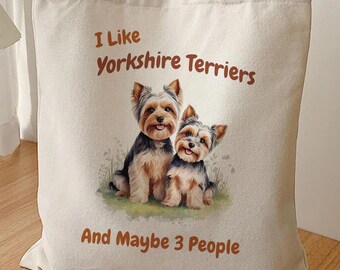 Borsa tote in tela con Yorkshire Terrier, regalo divertente per introversi