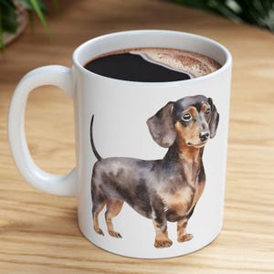Dachshund Coffee Mug - Adorable Wiener Dog Lover Gift - Cute Watercolor Dog Mug (11oz, 15oz)