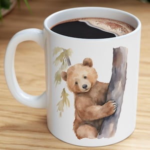 Adorable Bear Ceramic Coffee Mug - Nature-Inspired Cute Bear Design (11oz, 15oz)
