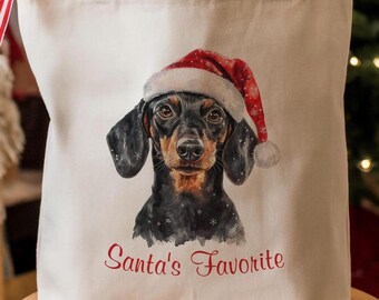 Tax-tygväska, jultomtens favorit Doxie, julcanvas