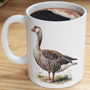 Watercolor Goose Coffee Mug, Farm Animal Lover Gift, Country Kitchen Cup, Rustic Wildlife Tea Mug, Birdwatching Gift, Nature Art Ceramic Mug