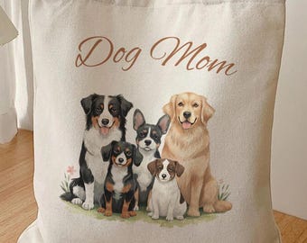 Hunde Mom Canvas Tragetasche, Aquarell Muttertags Geschenk