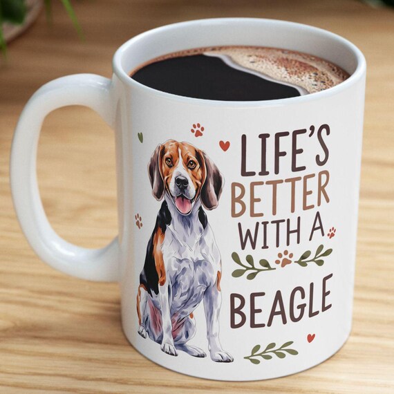 Beagle Ceramic Coffee Mug, Watercolor Dog Owner Pet Lover Gift