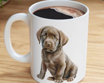 Chokladlabradorvalpmugg, brun labrador akvarell kaffekopp