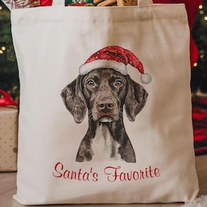 German Shorthaired Pointer Canvas Tote Bag, Santa's Favorite