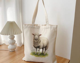 Sheep Tote Bag, Watercolor Lamb Cotton Canvas, Cottagecore - Etsy