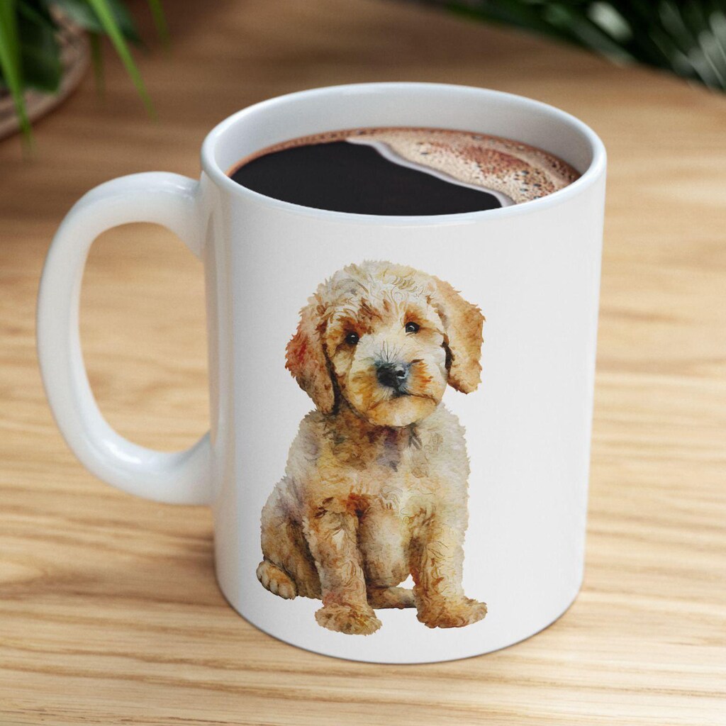 Tazza Da Caffè "Life Is Golden With My Doodle": 325 Ml In Ceramica, Per Proprietari Di Golden Doodle, Regalo Cane Mamma/papà
