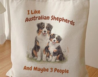 Bolso de lona con estampado de pastor australiano, divertido bolso de algodón para amantes de los perros.