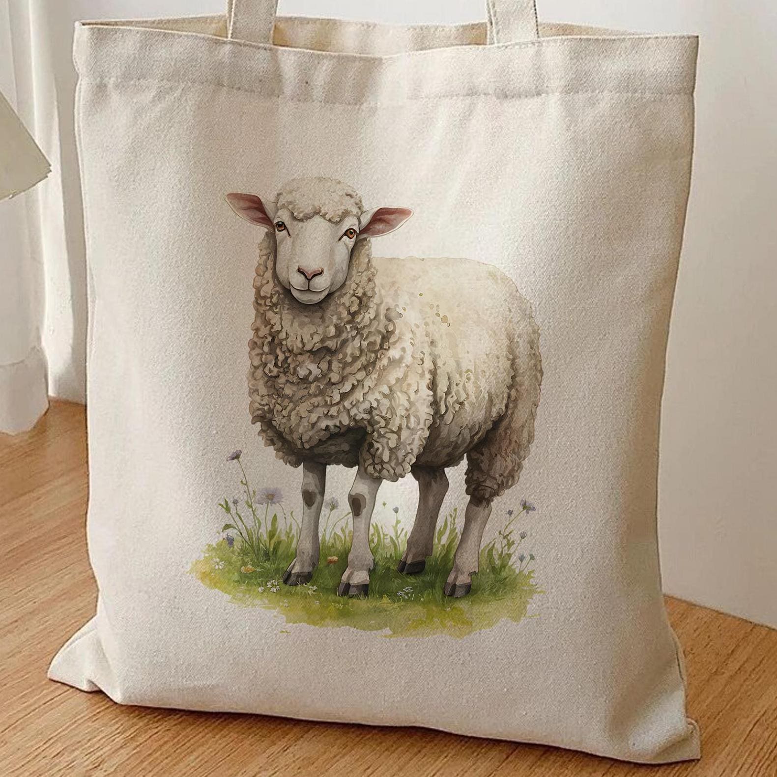 Sheep Tote Bag, Watercolor Lamb Cotton Canvas, Cottagecore - Etsy