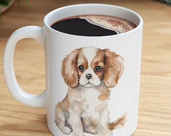 Cavalier King Charles Spaniel Coffee Mug, Blenheim Watercolor