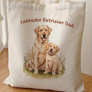 Labrador Retriever Dad Tote Bag, Yellow Lab Dog Dad Gift, Cute Pet Lover Canvas Bag, Father&#39;s Day Tote for Dog Owners