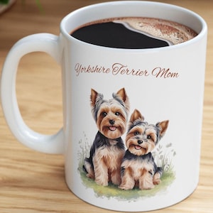 Yorkshire Terrier Mutter Becher, Yorkie Hundeliebhaber Geschenk, Aquarell Yorkie Kaffeetasse, Haustier Eltern Becher für Hundemütter, kostenloser Versand