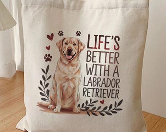 Labrador Retriever Canvas Tote Bag, Gul Labrador Akvarell Konst