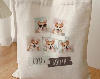 Torba z motywem Corgi, zabawny akwarelowy kanwa do fotobudki