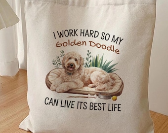 Goldendoodle Canvas Tote, Funny Doodle Mom Cotton Bag
