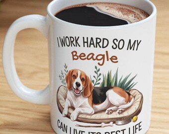 Beagle Ceramic Coffee Mug, Funny Dog Mom Dad Owner Gift
