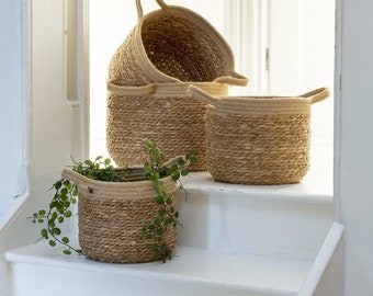 Neutral Round Basket with Jute Handles (4 sizes) Natural Scandi Home, Mothers Day Gift, New Home Gift