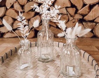 Ribbed Glass Bottle Vase (3 Sizes) Wedding Centrepieces, Wedding Vases, Rustic, Vintage, Wedding Styling Decorations, Mothers Day Gift