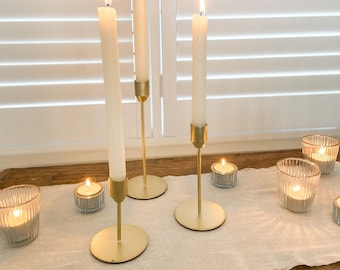 Gold Candlesticks – Set Of 3 | Wedding Decorations, Wedding Candlesticks, Gold Candle Holder, New Home Gifts, Christmas Styling