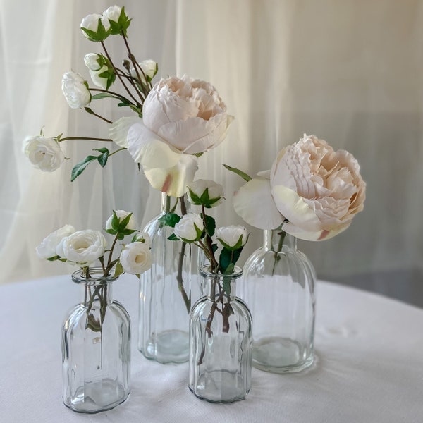 Ribbed Glass Bottle Vase (3 Sizes) Wedding Centrepieces, Wedding Vases, Rustic, Vintage, Wedding Styling Decorations, Mothers Day Gift