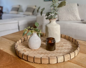 Natural Woven Tray with Black Edging (2 sizes) - Decorative Tray,  Scandi Decor, Farmhouse Living, Mother’s Day Gift