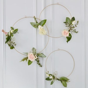 3 x Gold Floral Wedding Hoops, Florist Hoop, Wedding Backdrops 12, 14 & 16 inch