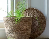 Natural Textured Basket with Lid - Indoor Planter, Storage Basket, Housewarming Gift, Mothers Day Gift