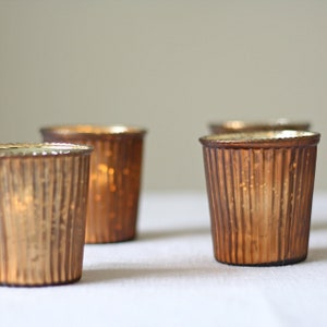 Bronze/Brass Ribbed Tea Light Holder, Weddings, Gifts, Candle Holders image 1