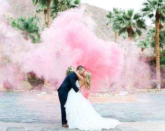 Wedding Smoke Bombs (Pink, Blue, White) - Photo Backdrop Outdoor Ceremony Confetti Alternative