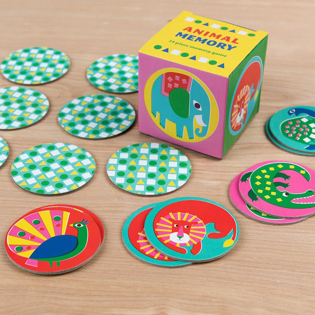Animal Matching Memory Snap Game round Cards Learning Etsy UK