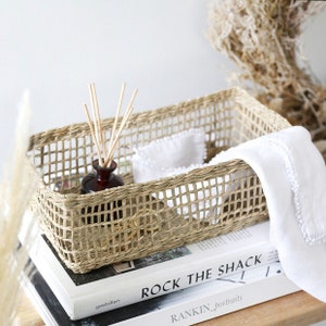 Natural Seagrass Basket 28 x 15cm  - Rectangular basket, boho home decor, scandi