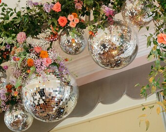 Mirror Disco Ball Hanging Decoration (20cm/30cm/Silver/Gold) - Wedding Decorations, Birthday Party, Event Decor, Kitchen Mirror Ball Decor